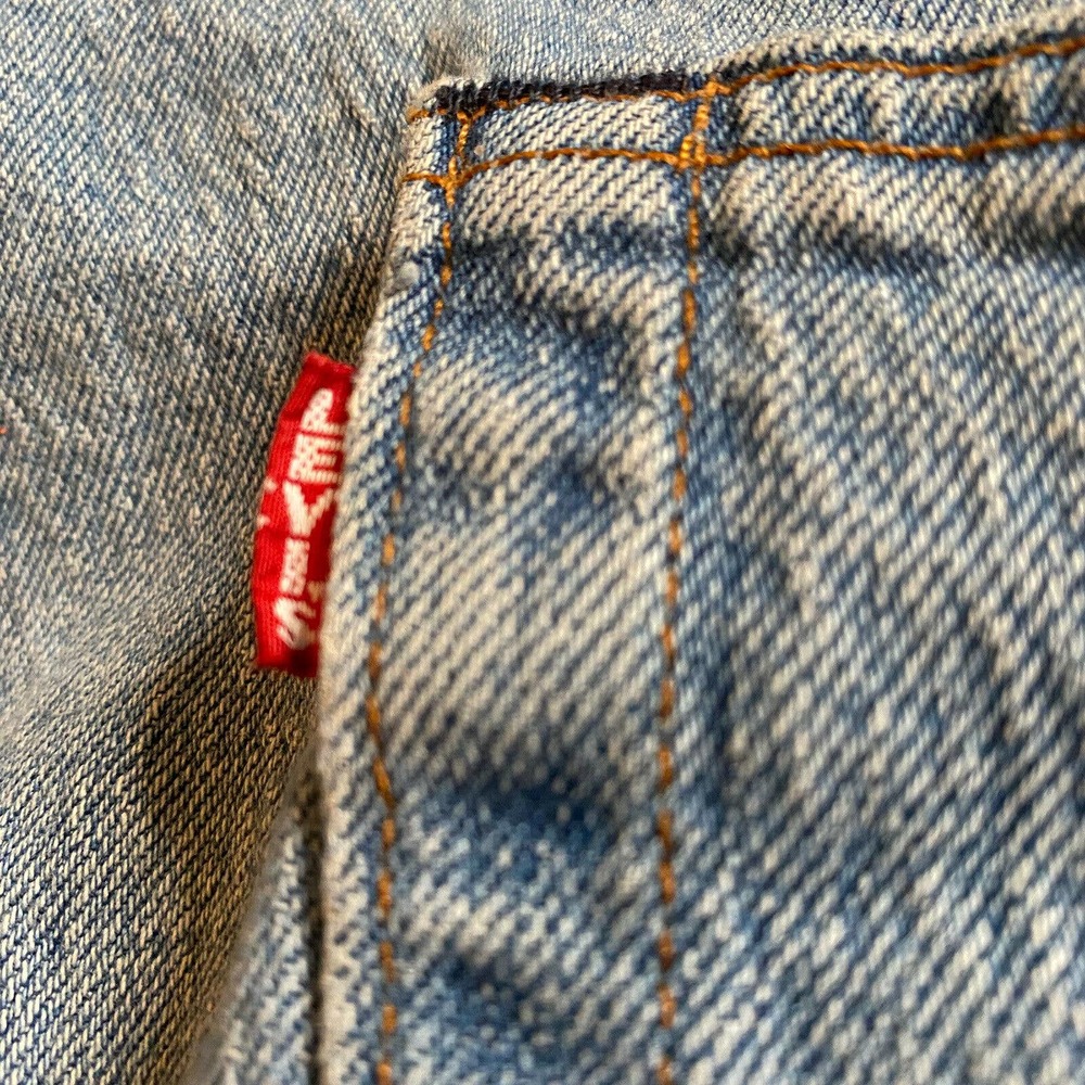 Levis 501 BIG E Original Fit Jeans Mens 48x30 Acid Wash Button Fly Stretch